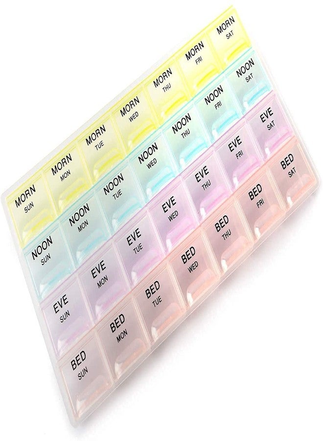 SNAPCOM Pill Medicine Organizer Reminder Storage Box 7 Day Medicine planner Pill Organizer Weekly Pill Organizer 4 Times A Day Color Code used for home office traveling camping easy to carry (1 pcs) - Image 1